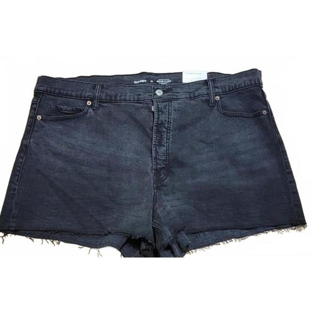 Old‎ Navy Hi-Rise Black Stone Wash Cutoff Shorts Plus Size 22 3inch NEW